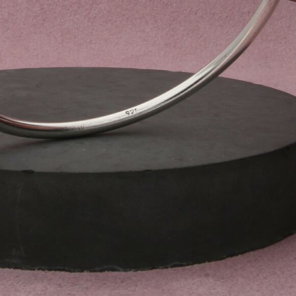 sterling silver vintage bead end cuff charm holder bracelet size 6.75in - Picture 3 of 3